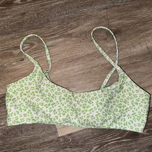 Shein green and white cheetah print bikini top